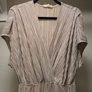 Pleated Champagne/Metallic Jumpsuit
